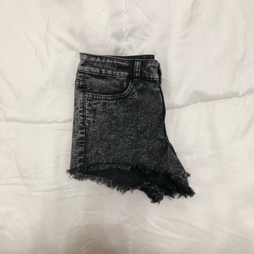 High-Rise Washed Black Denim Women’s Shorts